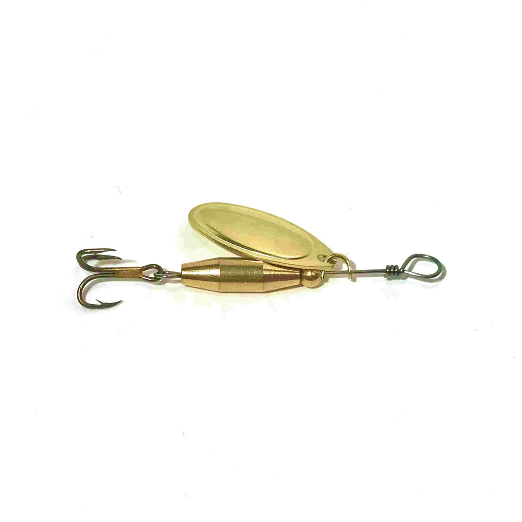 Brass inline spinner (Dangle Lures Knight). Great lures for creek fishing and pond fishing.