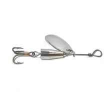 Load image into Gallery viewer, Nickel inline spinner (Dangle Lures Lucy Jr.). Great lure for creek fishing and pond fishing.
