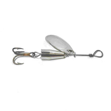 Load image into Gallery viewer, Nickel inline spinner (Dangle Lures Lucy Jr.). Great lure for creek fishing and pond fishing.