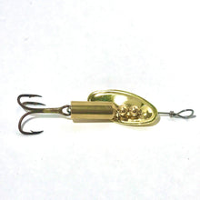 Load image into Gallery viewer, Brass inline spinner (Dangle Lures Cannon). Great lures for pond fishing and river fishing.