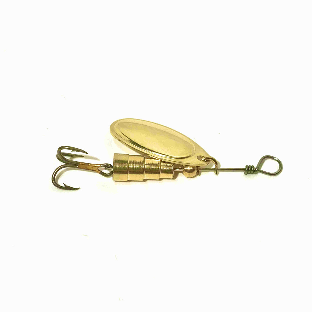Brass inline spinner (Dangle Lures Buffalo).  Great for catching bass, trout, panfish and more!