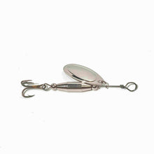 Load image into Gallery viewer, Nickel inline spinner (Dangle Lures Krock). Great lure for creek fishing and pond fishing.
