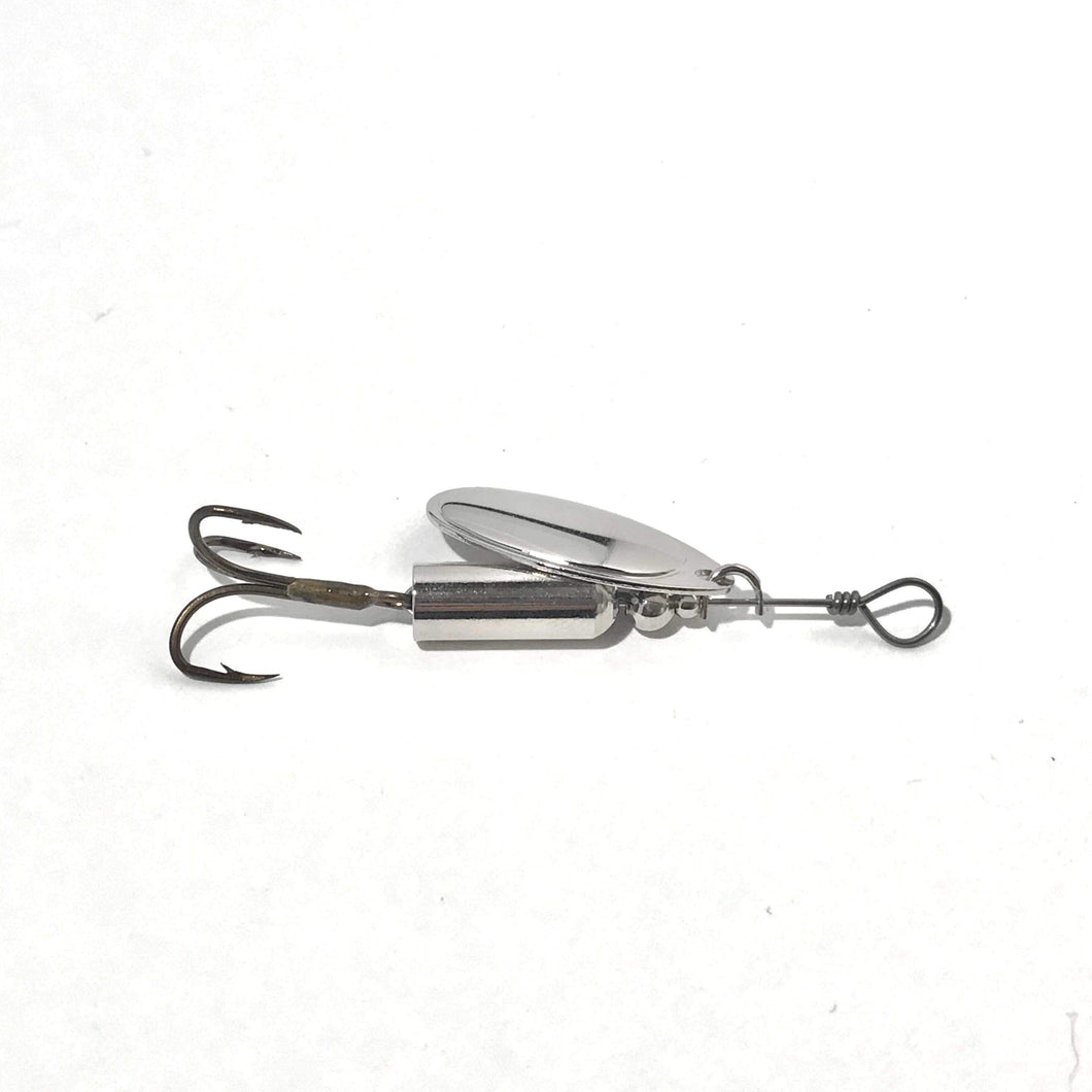 Nickel inline spinner (Dangle Lures Crash). Great lures for catching more fish.