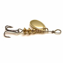 Load image into Gallery viewer, Brass inline spinner (Dangle Lures Papa Jr.). Great lures for creek fishing and pond fishing
