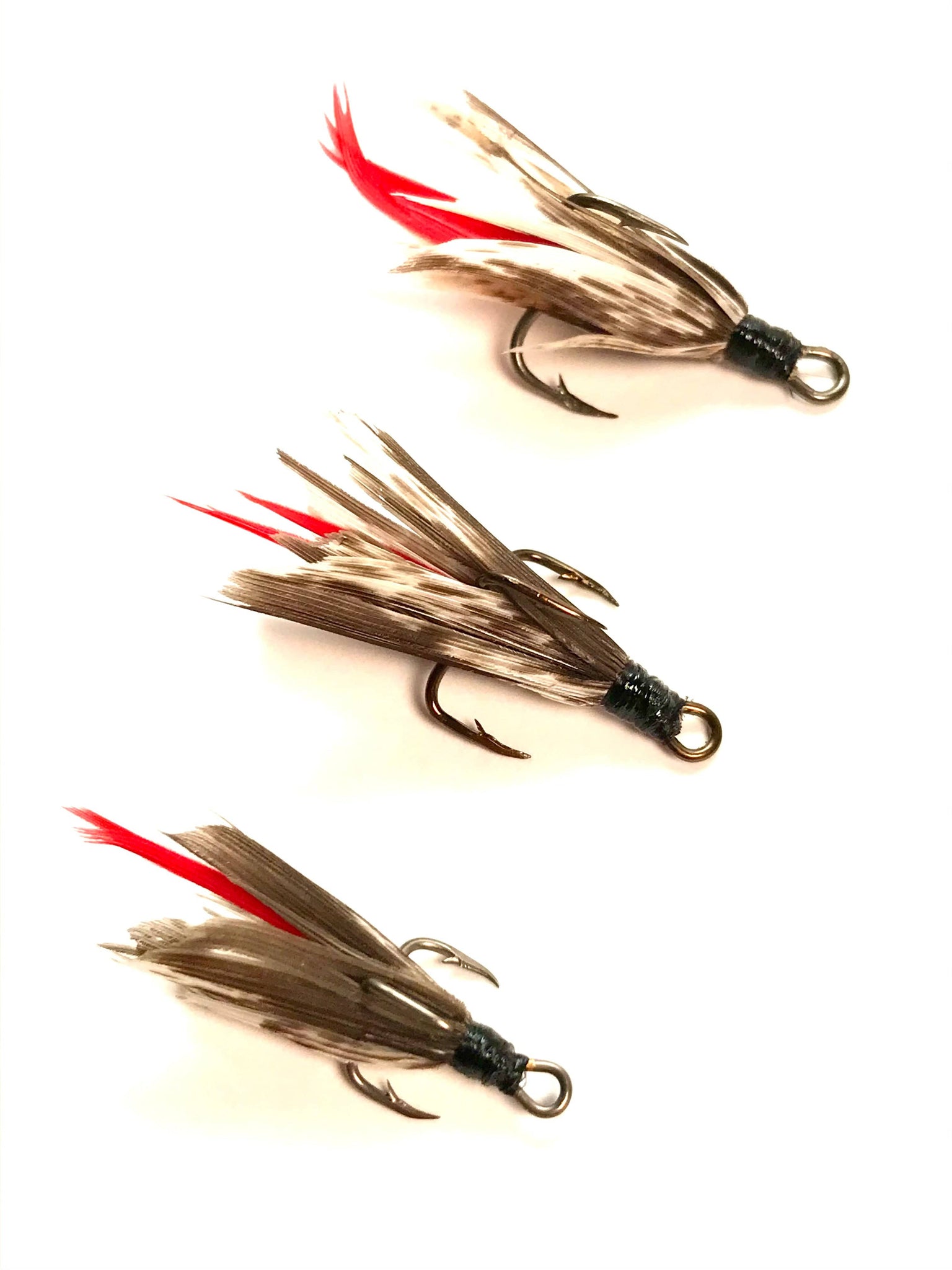 10 Dressed Treble Hooks With Laced,Grizzly Feathers,Deer Hair,size